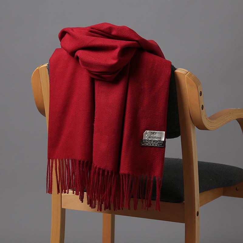 2025 New Autumn/Winter Women'S 18 Solid Color Imitation Cashmere Scarf, Single Color Thickened Warm Shawl