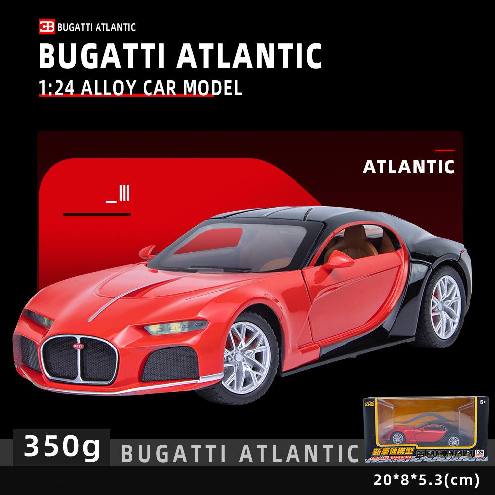 1/24 масштаб Bugatti Atlantic Supercar, литая под давлением модель автомобиля, игрушечный автомобиль с откатным механизмом со звуком и светом для детей, коллекция подарков для мальчиков и девочек