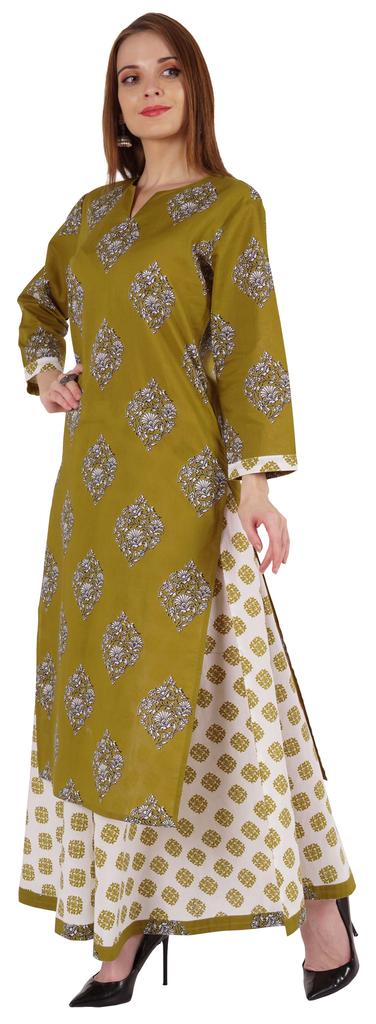 Phagun Indian Ethnic Cotton Kurti & Skirt Set For Women  S Partywear Dress Printed Traditional