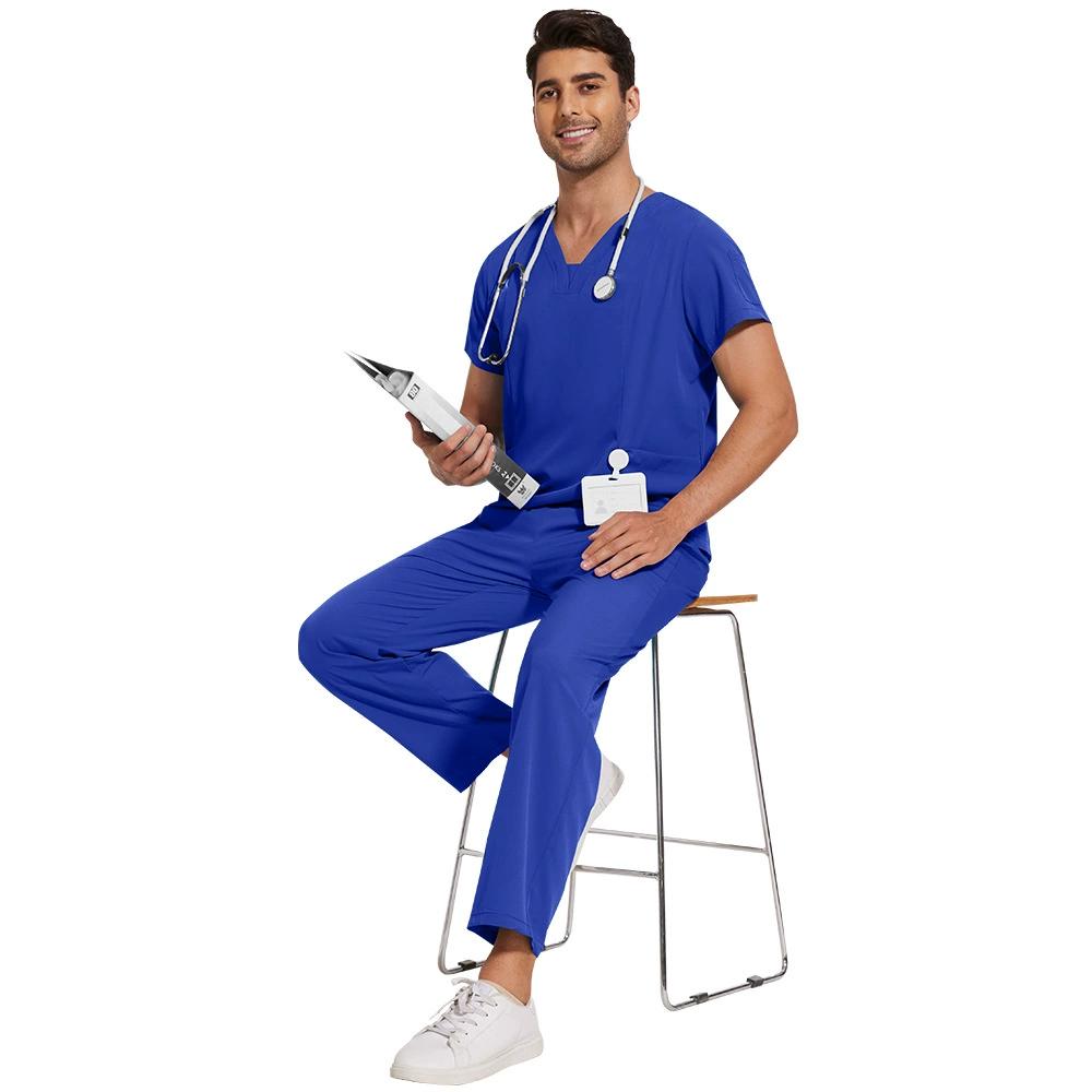 Мужские однотонные быстросохнущие тонкие повседневные и удобные брюки с короткими рукавами, рабочая униформа, матовый костюм