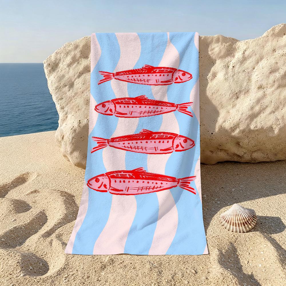 Разноцветное Полотенце с Сардинами, Лобстерами, Рыбами, Океаном. Полотенца Для Пляжей, Йога-студий, Спортзалов, Горячих Источников, Бассейнов И Пикников