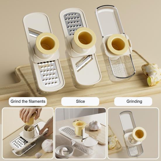 Овощерезка 3-в-1, терка, из нержавеющей стали, кухонный комбайн для нарезки, машина для нарезки с защитой для рук, жульен, пюре