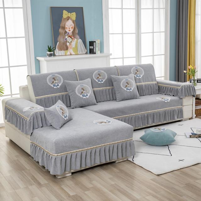 Жаккардовая подушка для дивана, утолщенная нескользящая юбка, чехол для дивана, универсальный чехол на четыре сезона, защитная спинка для дивана для гостиной