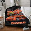 Custom Name Racing Theme Printed Blanket - Perfect for Couch, Bed, Travel & Outdoor Use | Machine Washable, Cozy & Durable.