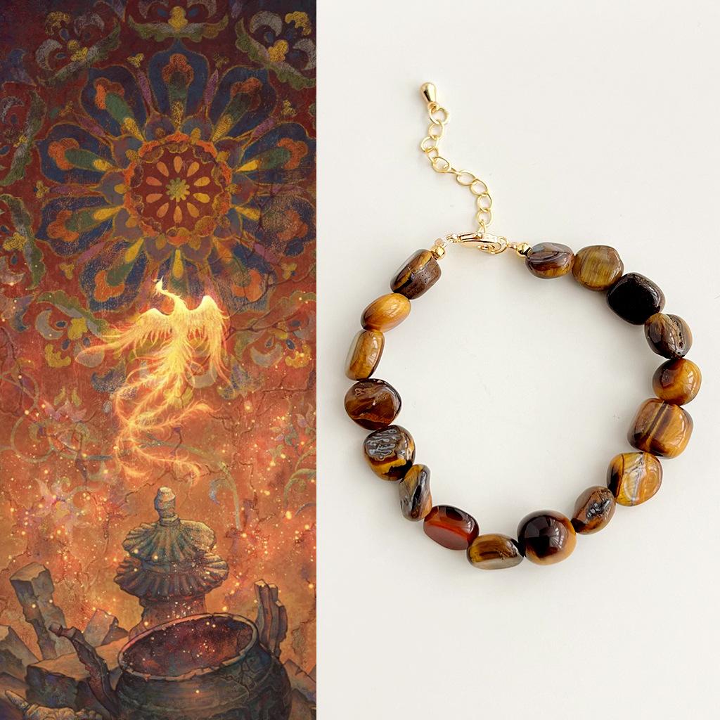 Художественный и ретро браслет из камня тигровый глаз, браслет из натурального камня