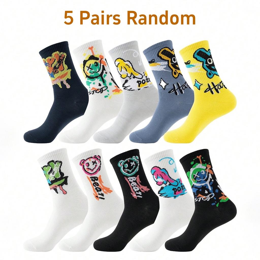 Разноцветные мужские носки до щиколотки, уличная мода граффити, удобные, дышащие, влагоотводящие