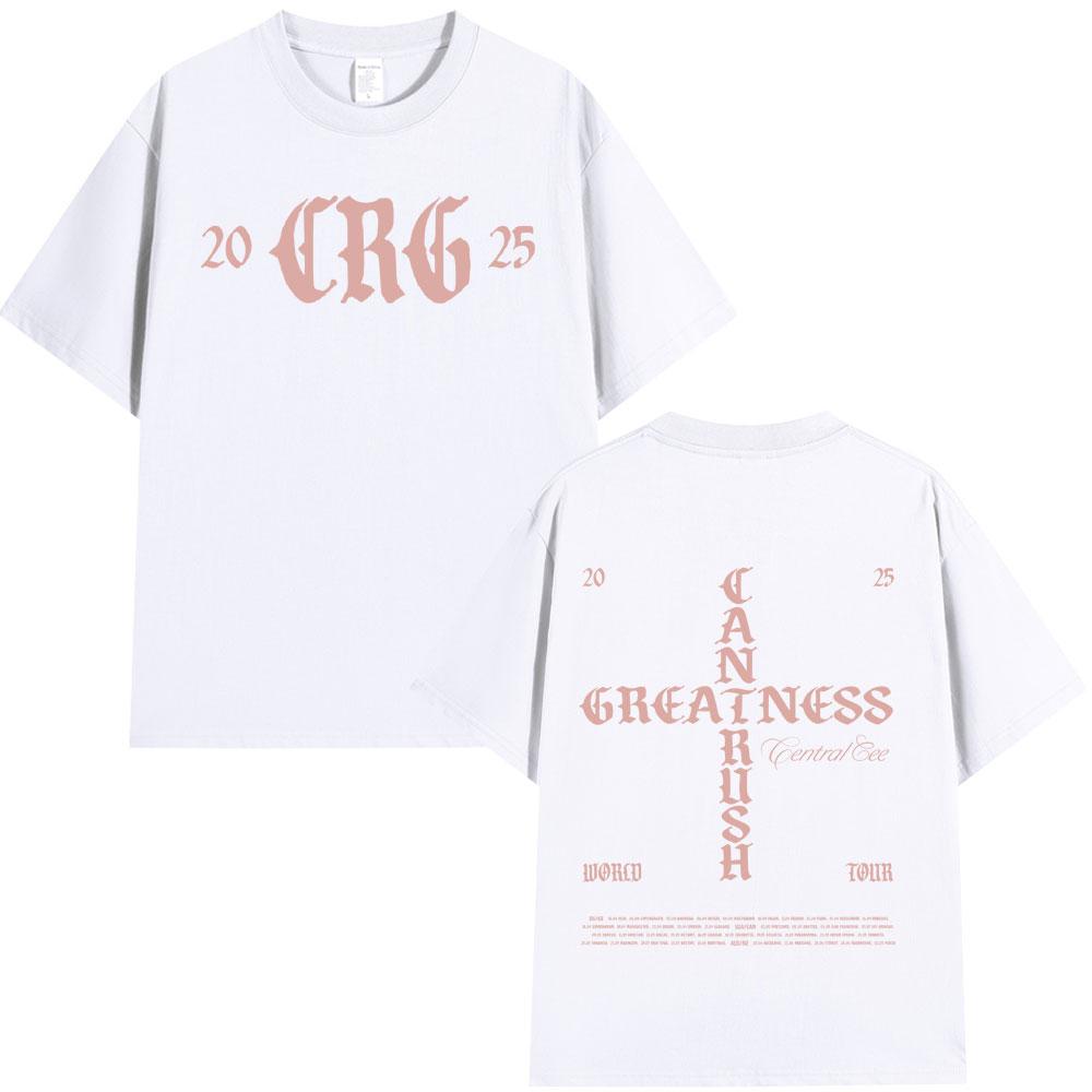 Футболка Central Cee CAN'T RUSH GREATNESS World Tour 2025 для мужчин и женщин, модная хип-хоп футболка, летняя, 100% хлопок, свободный крой.
