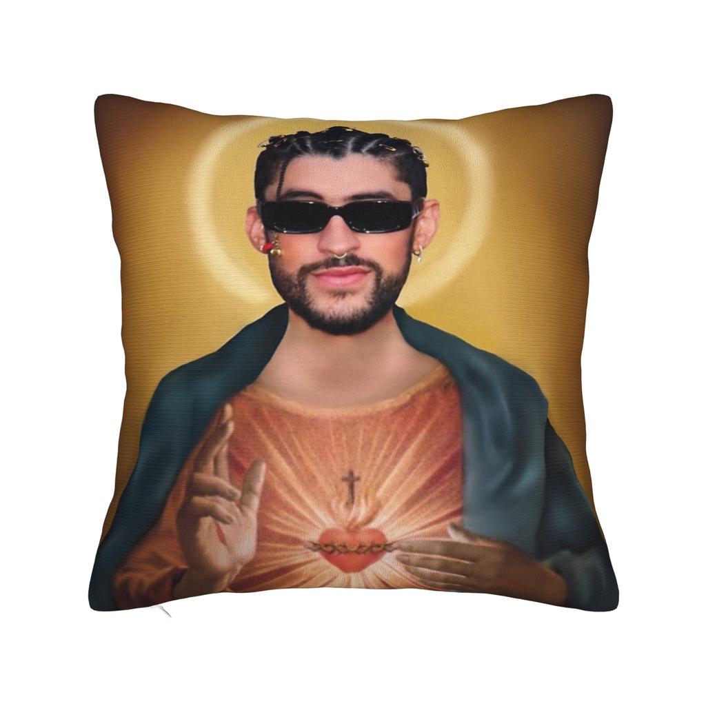 Singer Bad Bunny Pillowcase Doublesided Printing Polyester Cushion Cover Decorative  Throw Pillow Case Cover Home