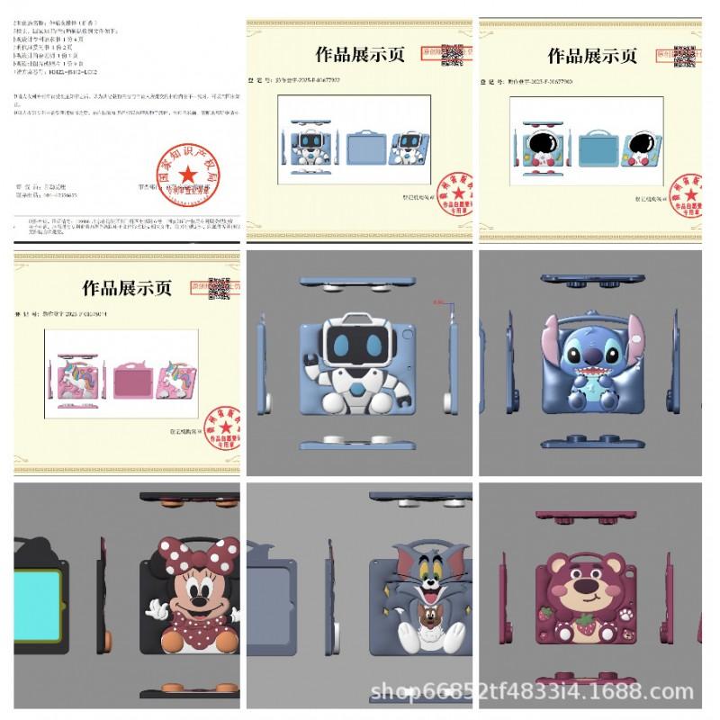 Cute Cartoon Silicone Case IPad 11 A16 With Built-in Stand Air Pro Compatible Soft Shell Protective Cover