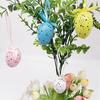 12Pcs Anti-deformed Egg Hanging Ornaments with Lanyard Plastic Holiday Gift Egg Hanging Decoration Party Supplies