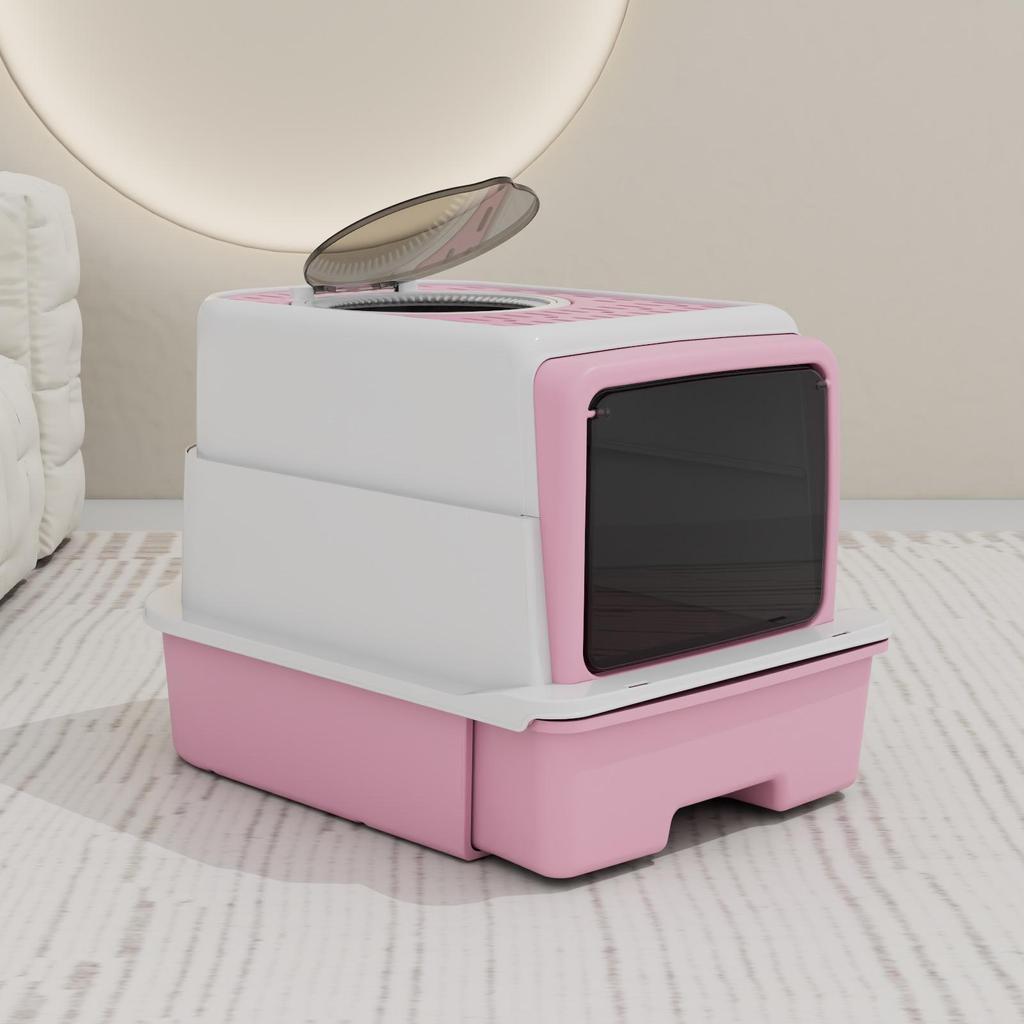 Закрытый лоток для кошачьего туалета с верхним входом - большой, антизапаховый, антиследовой горшок для котят