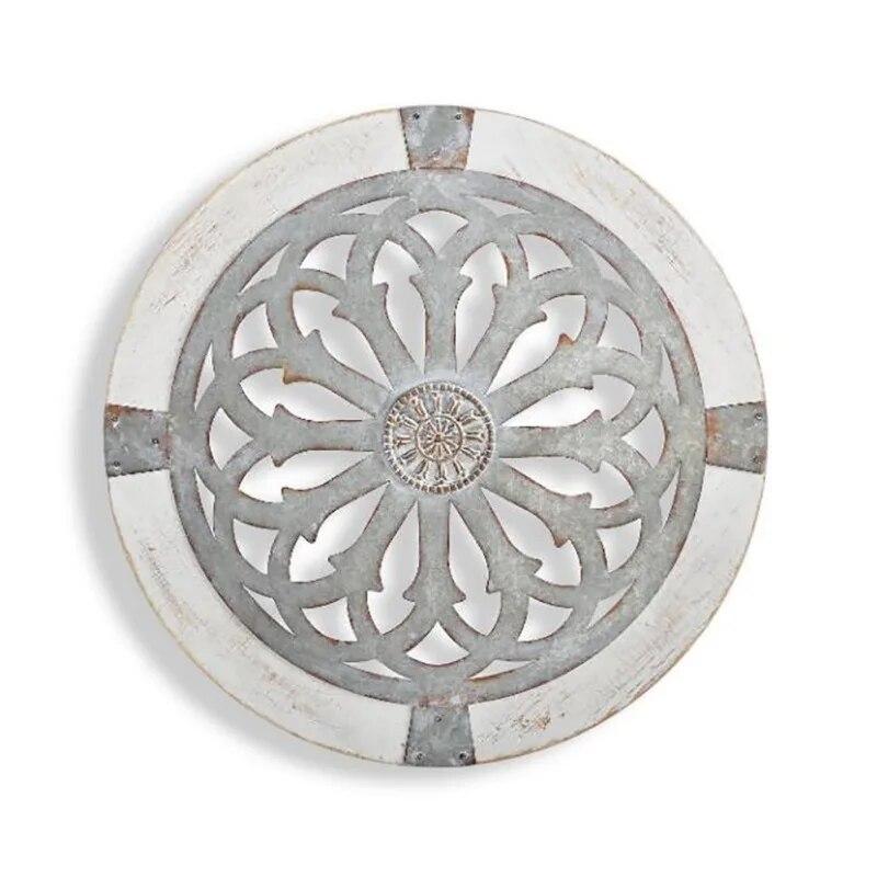 Simple Vintage Round Wooden Pendant Diamond Wall Hanging Pattern Wall Decoration Home Room Acrylic Soft Decoration Home Decor