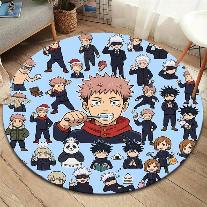 Ковер с круглым ворсом Jujutsu Kaisen Ковер для гостиной, спальни, дивана, игровой комнаты Декор Нескользящий коврик для пола
