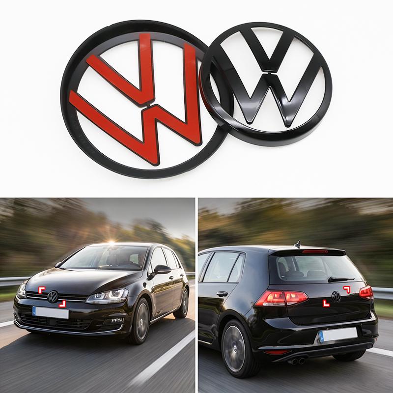 O42pcs ABS Car Front Grill Emblem Rear Trunk Badge Logo for Volkswagen VW Polo 2011-2013 2014-2018 2019-2024 Scirocco Quality Kit WEWG1