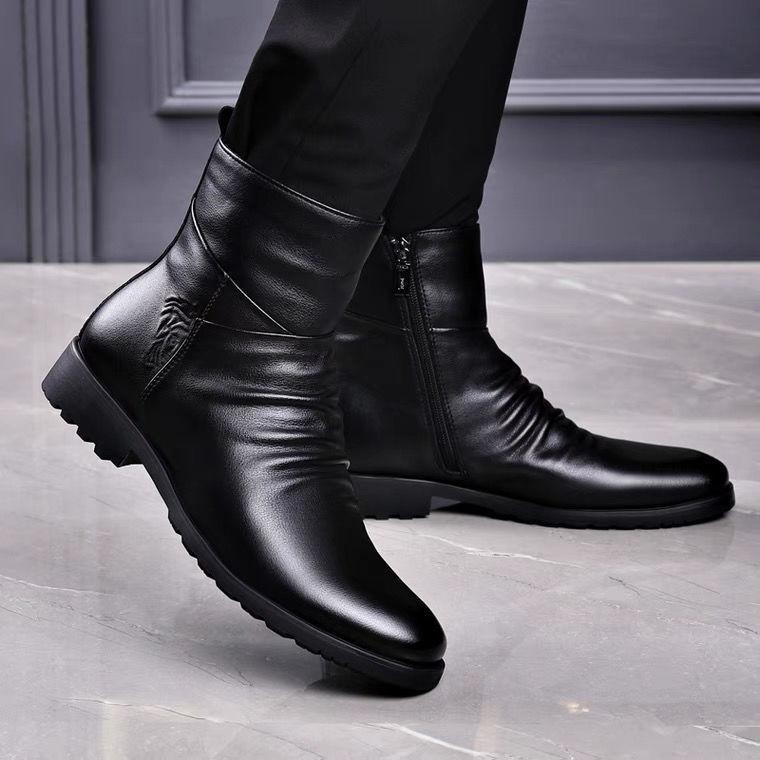 Ботинки «Челси», кожаная зимняя мужская обувь, английские модные кроссовки на молнии на молнии, противоскользящие сохраняющие тепло туфли Martin из телячьей кожи