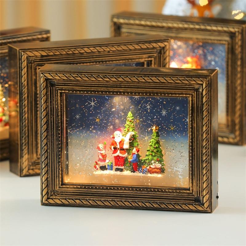 Festival Memory Showcases Combining Rotating Snow Effect Battery Power Melodies Player And Shatterproof Frame Structure