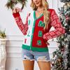 Women's Fashion Red Santa Claus Long Sleeve V-Neck Sweater Cardigan