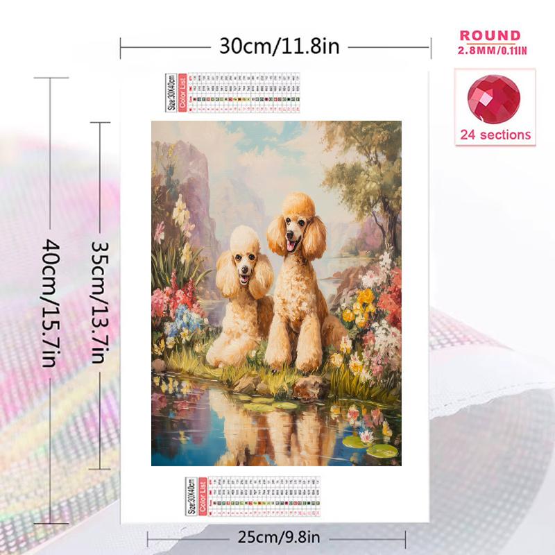 Beautiful Poodle Pattern 3pcs 100% Round Full Drill 5D DIY Diamond Painting Embroidery Cross Stitch Rhinestone Décor