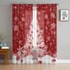 Рождественские снежинки Рождественские шары Красная пряжа Шторы для окон Тюль Шторы для гостиной Кухни Окно Прозрачные вуалевые шторы