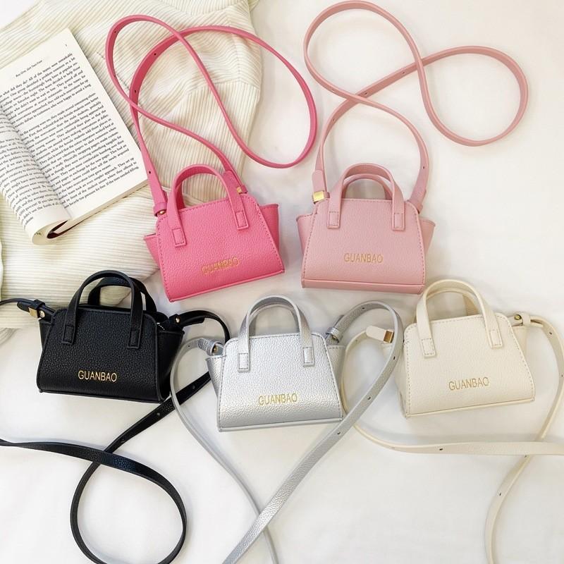 Fashionable Korean Style Mini Shoulder Bag For Kids In Trendy Solid Colors