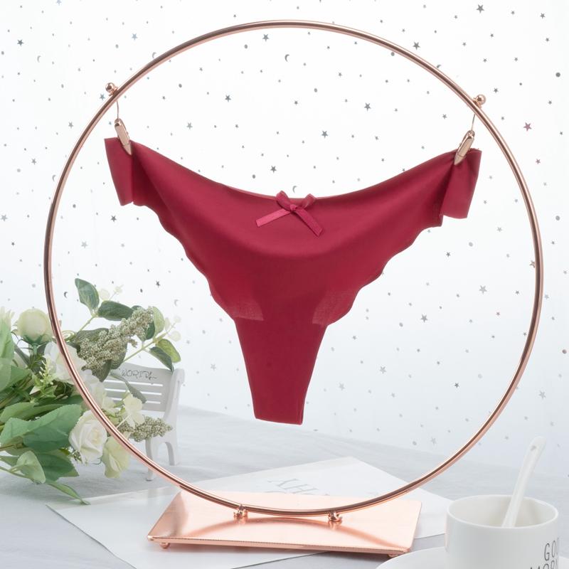 Women Ice Silk Low Waist Thong Sexy G-String Underwear Ladies Panties Seamless Lingerie Bikini Panties