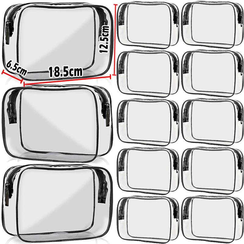 1/12pcs Transparent PVC Toiletry Bags Waterproof Bathroom Storage Bag Travel Makeup Pouch Cosmetics Organizer Pouch Tote Bags