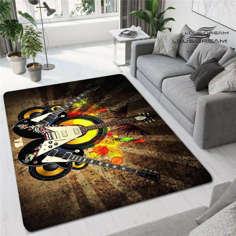 Красочные гитарные 3D печатные ковры для гостиной, нескользящие коврики, прикроватная тумбочка для спальни, современное украшение для дома, моющиеся напольные коврики