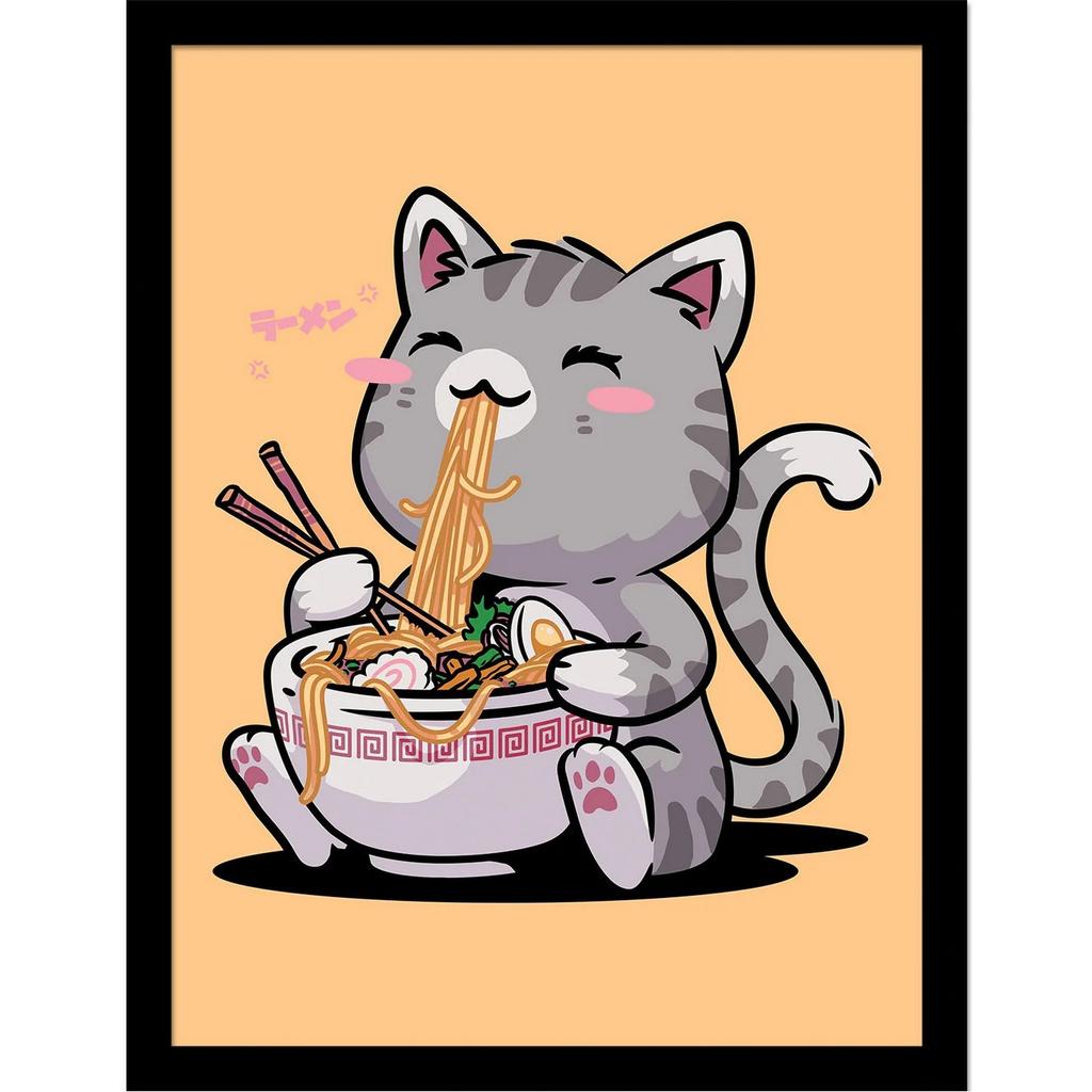 Vo Maria Kawaii Neko Cat Framed Poster