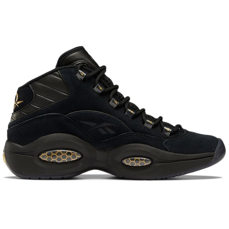Reebok Вопрос Кроссовки унисекс Mid Lux ​​Черный Core-Черный Золотой-Металлик H01308