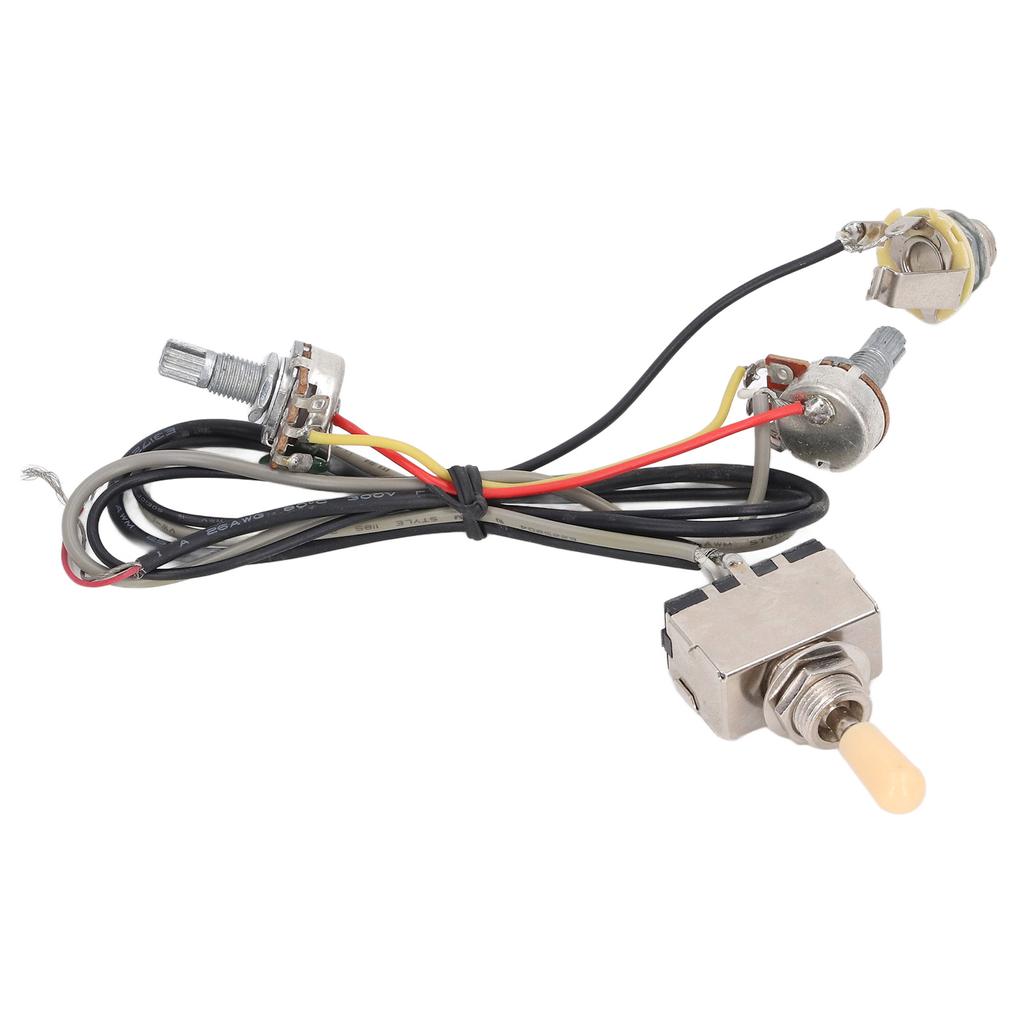 Electric Guitar Wiring Harness Yellow Cap A500K B500K Jack Metal Guitar Prewired Harness Replacement