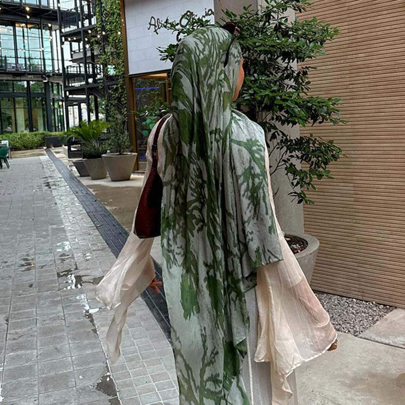 New Watercolor Floral Satin Modal Hijab Scarf Breathable Soft Long Fashion Scarves Headscarf Paisley Print Muslim Hijabs Shawl