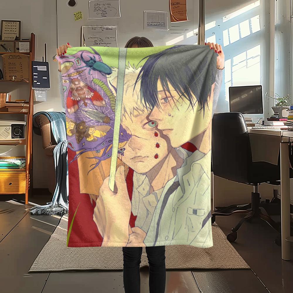 2Pc Summer Hikaru Died Print Flannel Blanket, High quality Comfortable for All Seasons, Home Decor, Warmth and Comfort, Perfect for Christmas Gifts