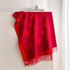 Luxury Winter Red Cashmere Scarf Women Fashionable Flower Print Neckerchief Thickened European And American Warm Shawl