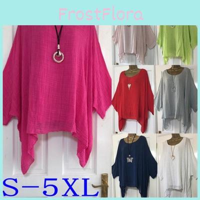 Стильная женская блузка-кафтан большого размера свободного кроя с рукавами 3/4 для летних прогулок