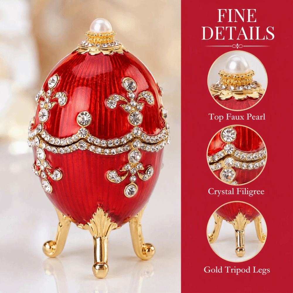 Red Easter Egg Jewelry Box Enameled Finish Decorative Storage Box Durable Jewelry Trinket Box Home
