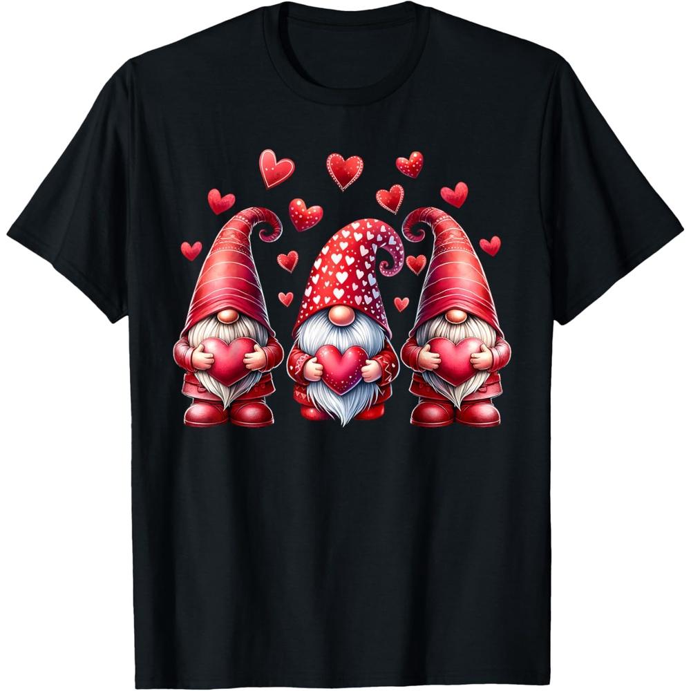 Valentines Day Gnomes Cute Red Hearts Love Gnome Women Girls T-Shirt
