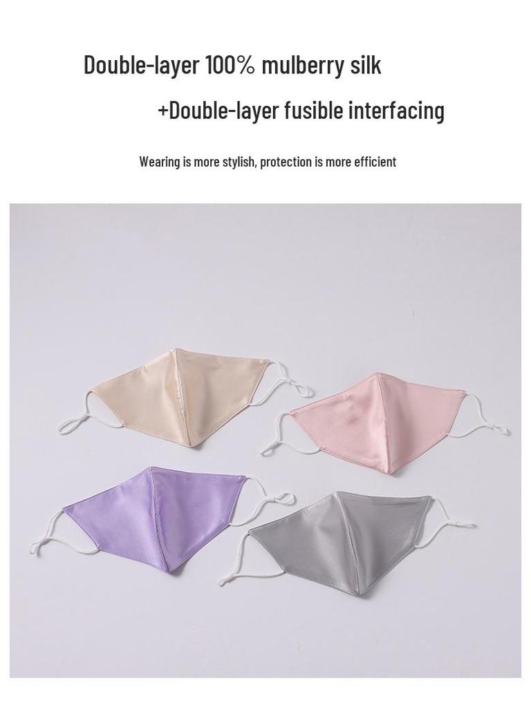 Women's Real Silk 3D Sunscreen Face Mask - Breathable, Washable, Adjustable Ear Straps