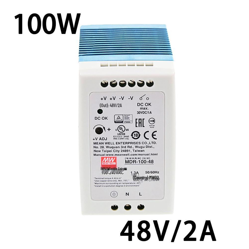 Mean Well MDR-100 DIN Rail 12/24/48V 100W Compact Power Supply, Plastic Case