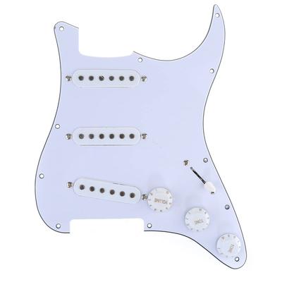 Musiclily Basic SSS Пикгард для Stratocaster с набором керамических звукоснимателей для ST Strat Electric Set 11-отверстий Предварительно распаянные Одиночные катушки Гитара, Белый, 3 шт.