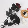 10 шт. искусственных роз, искусственная роза с гибким стеблем, реалистичные черные, темно-красные искусственные розы для украшения стола, украшения для дома, вечеринки, свадьбы