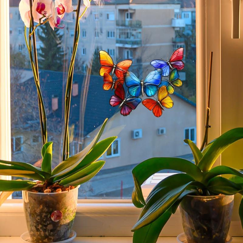 Fun-JD080 Colorful Painted Butterfly Glass Window Beautification and Decoration Electrostatic Uv Window Stickers Without Adhesive