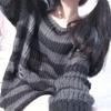Рваный полосатый корейский свитер - Унисекс, Трикотаж с цветовыми блоками