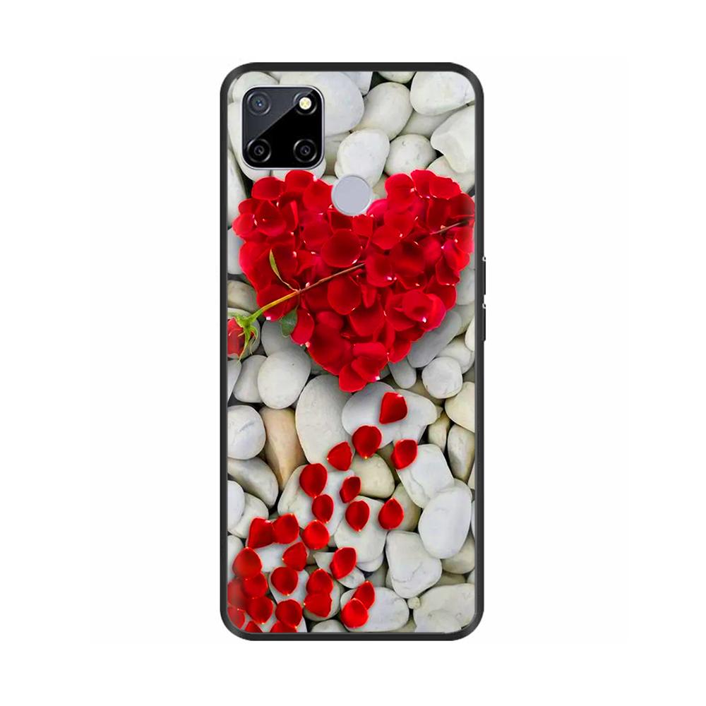 Чехол для Realme C25 C25s Мягкий Милый Чехол для OPPO Realme C25Y C21Y Силиконовый Черный ТПУ Чехол для Телефона Для OPPO Realme C21 Цветочный Чехол