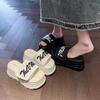 Summer New Velcro Muffin Thick Bottom Heightening One-word Slippers Women Wear Casual Vacation Cool Slippers Tide