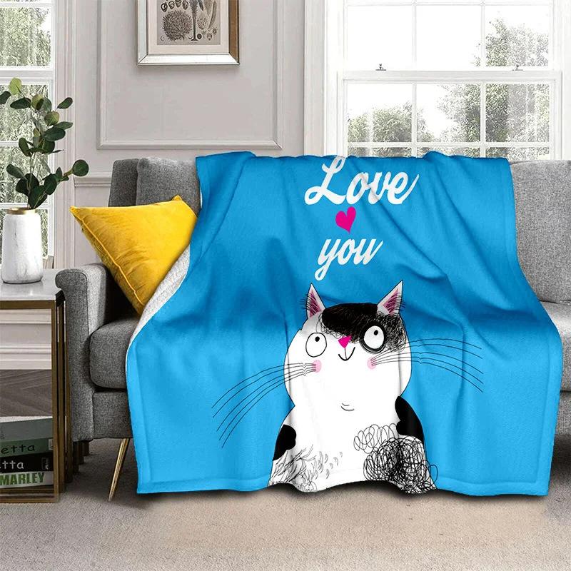 Cartoon Cat Flannel Comfortable Warm Blanket Children'S Gift Fluffy Soft Blanket Sofa Nap Portable Blanket