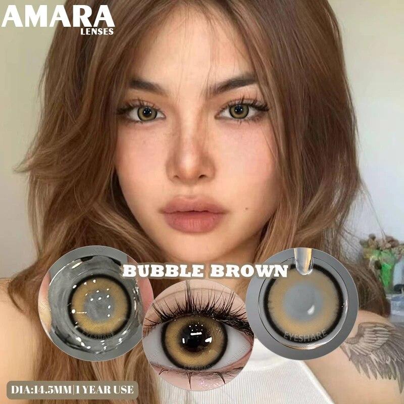 Цветные контактные линзы AMARA для глаз, голубые глаза, зеленые линзы, корейские модные серые линзы, красивые зрачки, ежегодно, 2 шт./пара