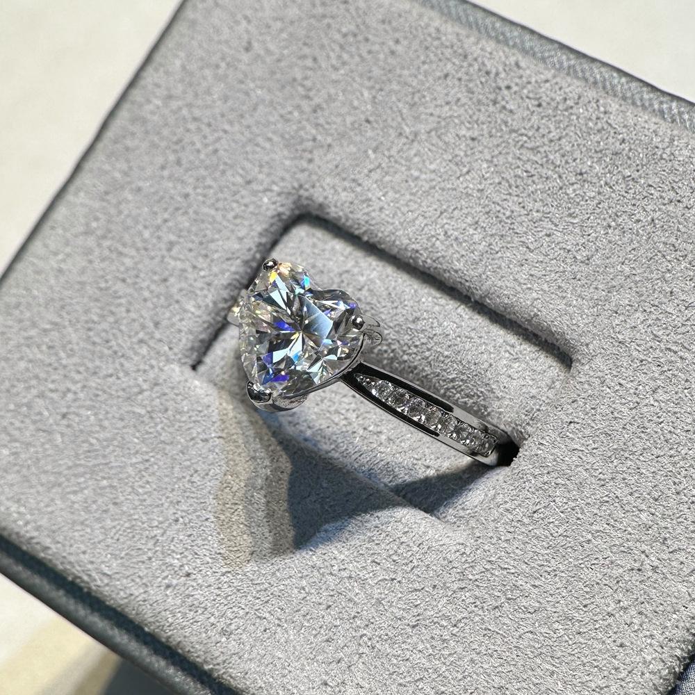 Vinregem Роскошное кольцо из 100% стерлингового серебра 925 пробы 3EX VVS1 D, цвет огранки сердца, 8 мм, 2 карата, настоящее кольцо с муассанитом и бриллиантами для женщин, помолвка, ювелирные изделия, подарки