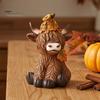 Реалистичные ornaments в форме животных, Статуэтка Highland Cow для сада, Милая фигурка из смолы для улицы и помещений, Осенняя тематика, Декор для витрины, стола, письменного стола, Подарок