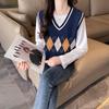 Осень 2023, новая мода, свитер, майка, вязаный жилет с v-образным вырезом для девочек