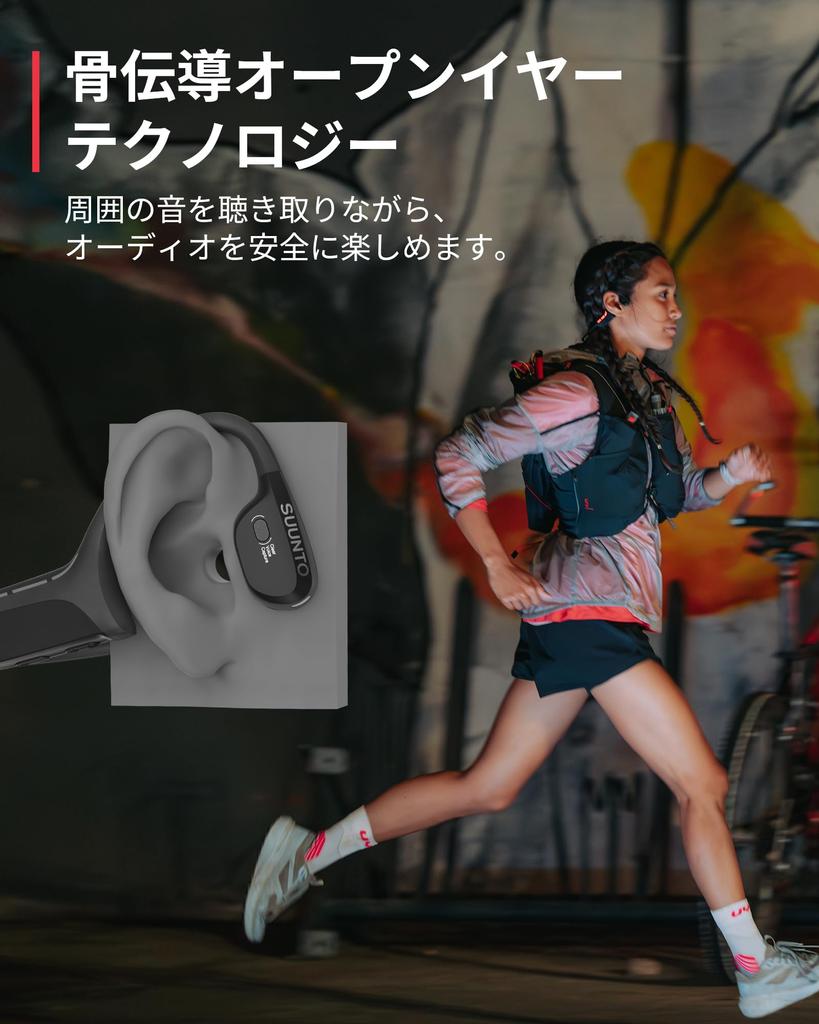 Suunto Наушники с костной проводимостью SUUNTO WING BLACK Open Ear Technology Бег на открытом воздухе Легкие IP67 Водонепроницаемые Длинные